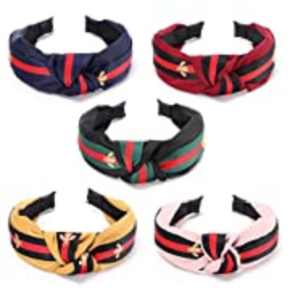 Red and Green Knotted Bee Headbands (Not a Set)